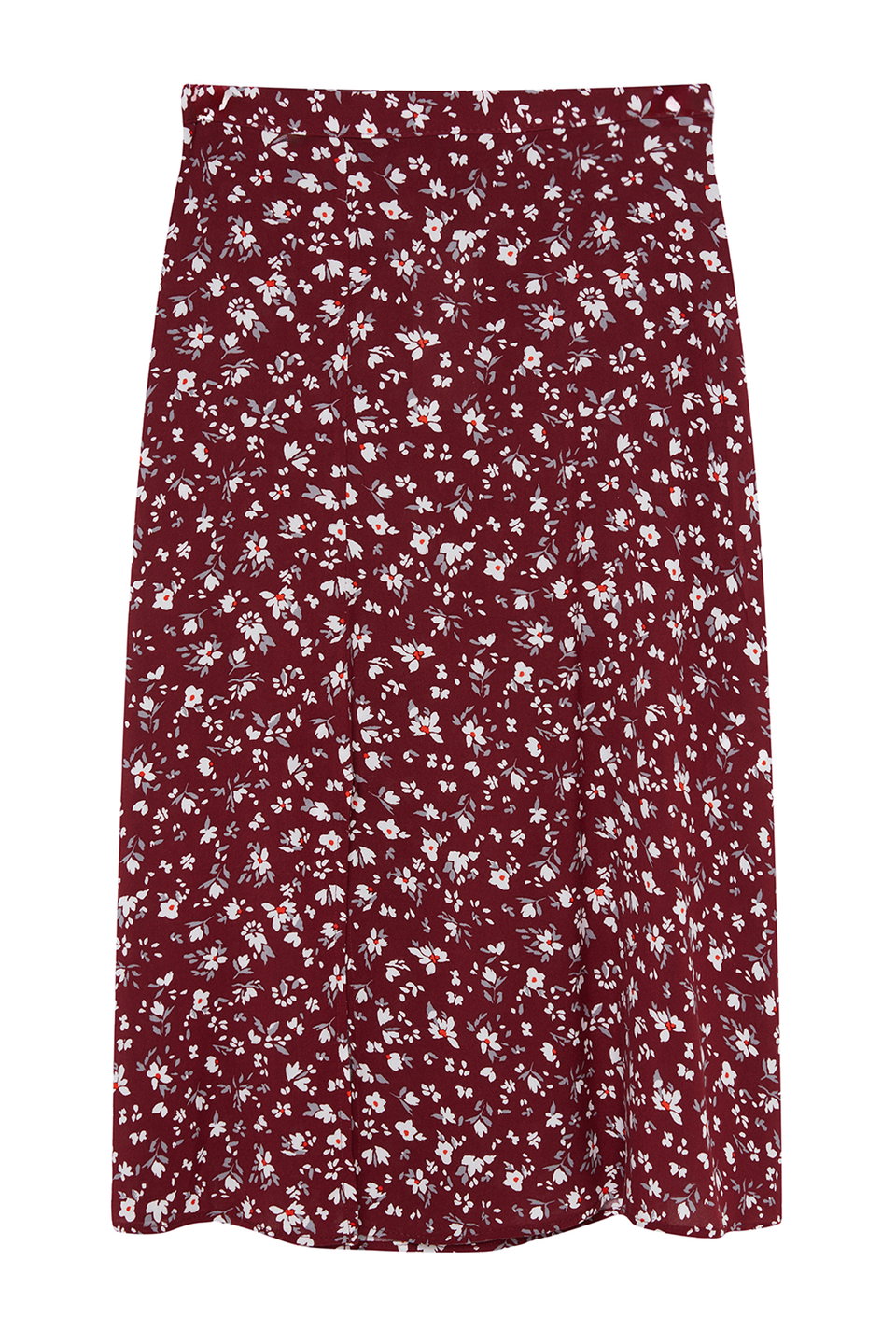 Tile Slit Detailed Floral Patterned Viscose Fabric Midi Length Woven Skirt TWOSS20ET0230