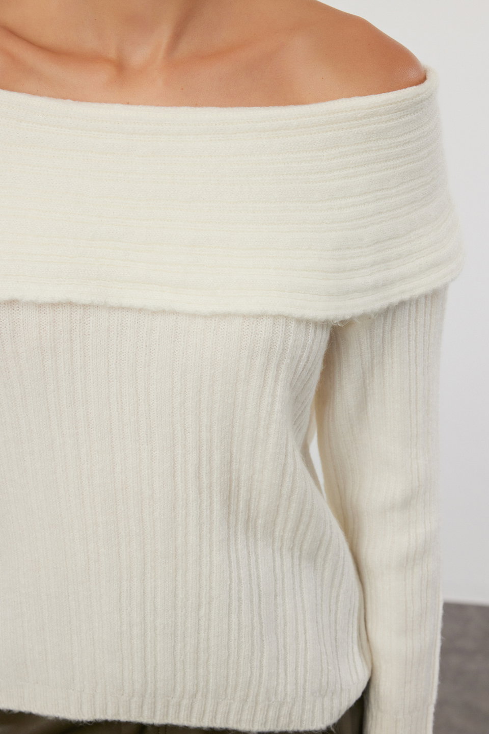 Plum Soft Textured Carmen Collar Knitwear Sweater TWOAW25KZ00076