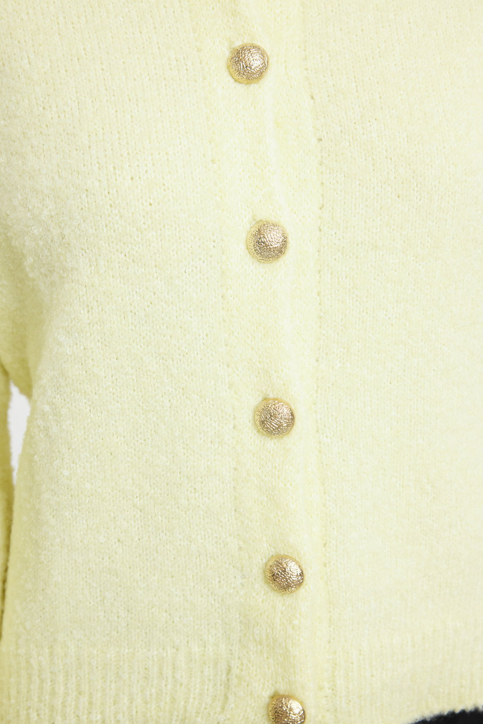 Button Detailed Balloon Sleeve Soft Textured Coat-Looking Knitwear Cardigan Twoaw25Hi00147