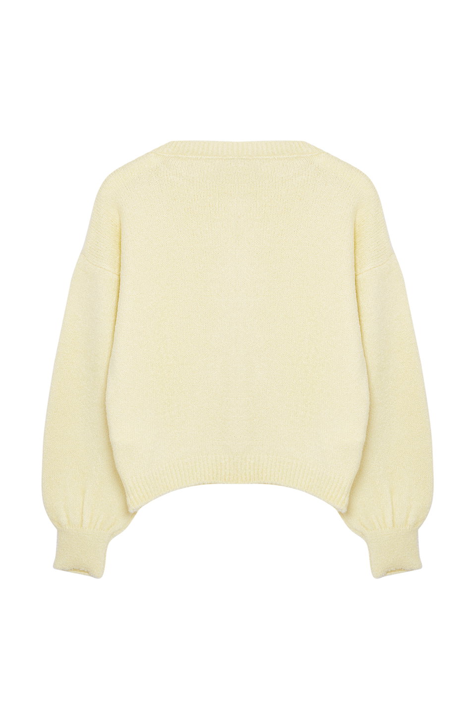 Button Detailed Balloon Sleeve Soft Textured Coat-Looking Knitwear Cardigan Twoaw25Hi00147