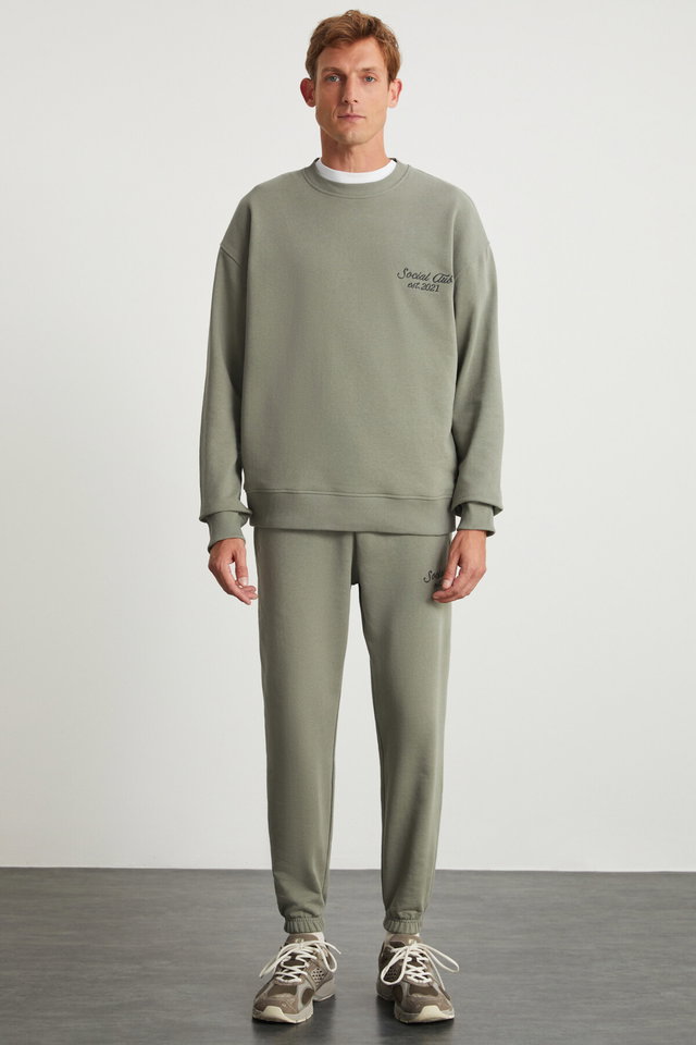 Light green - GELMER Men's 100% Organic Cotton 3 Thread Tracksuit