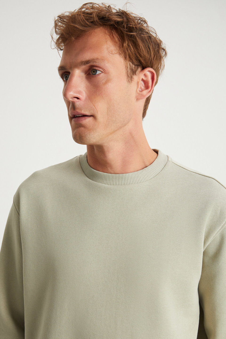 LUDİM Men's Oversize Fit 3 Thread Raised Round Collar Sweatshirt