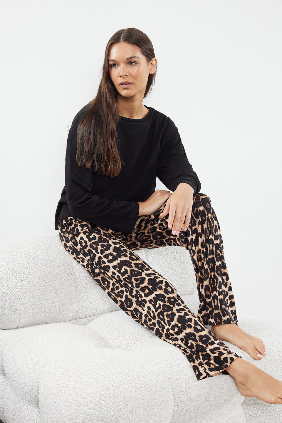 Leopard Patterned Knitted Pajama Set THMAW25PT00100