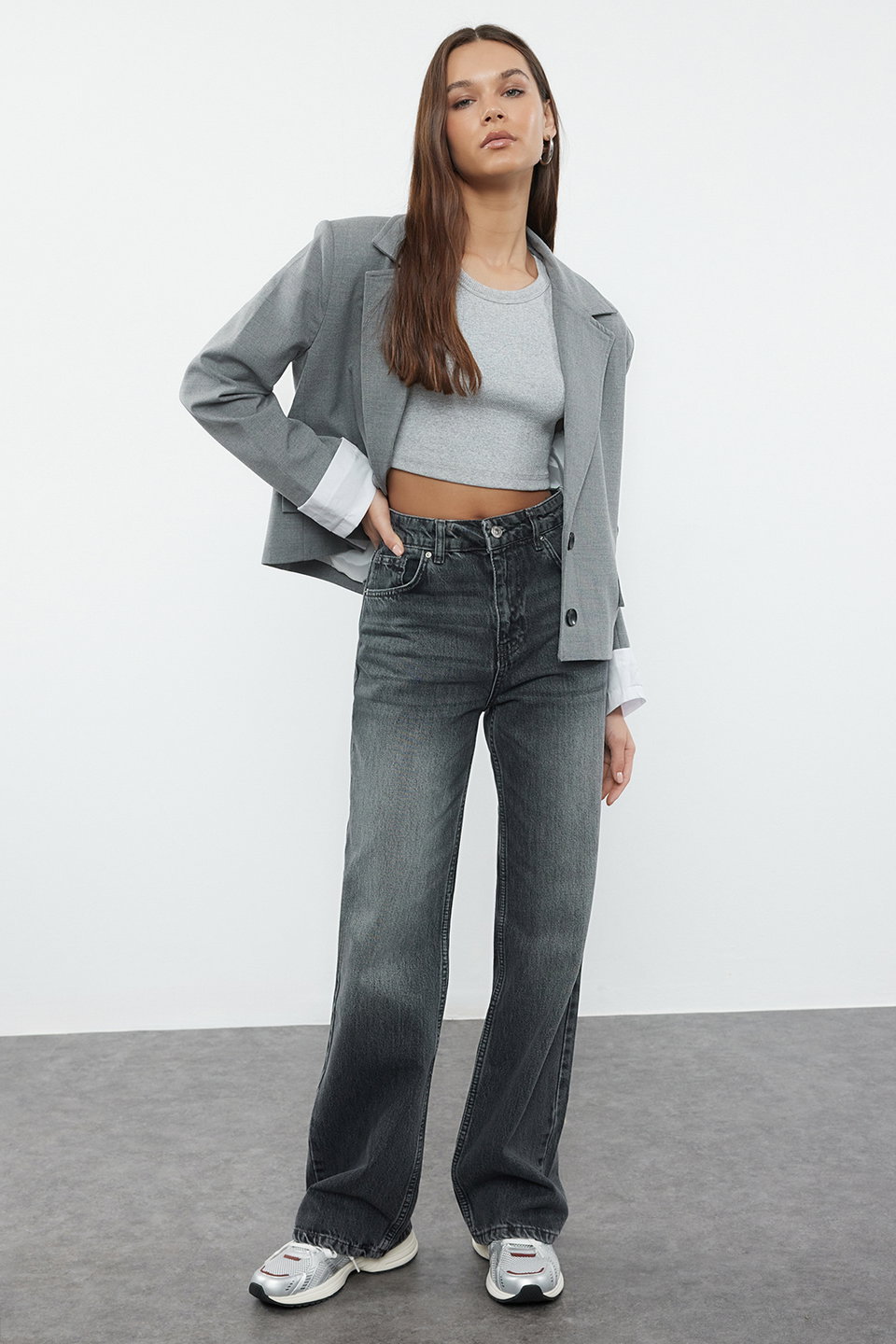 High Waist Wide Leg Wide Leg Jeans TWOAW25JE00101