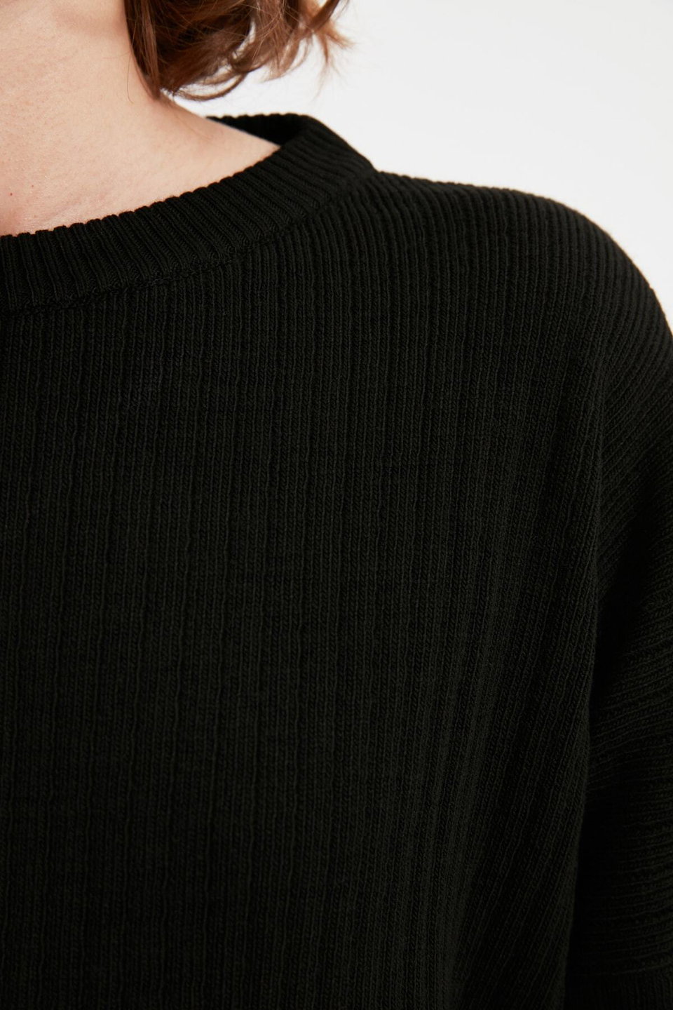 Wide Pattern Basic Ribbed Knitwear Bottom-Top Set TWOSS20AU0084