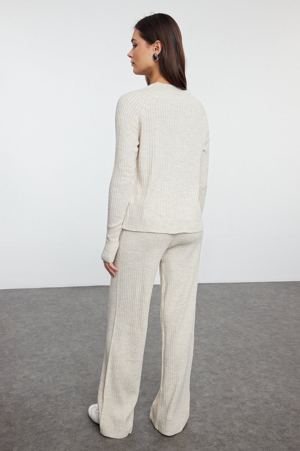 Basic Finger Detailed Knitwear Bottom-Top Set TWOAW24AU00032