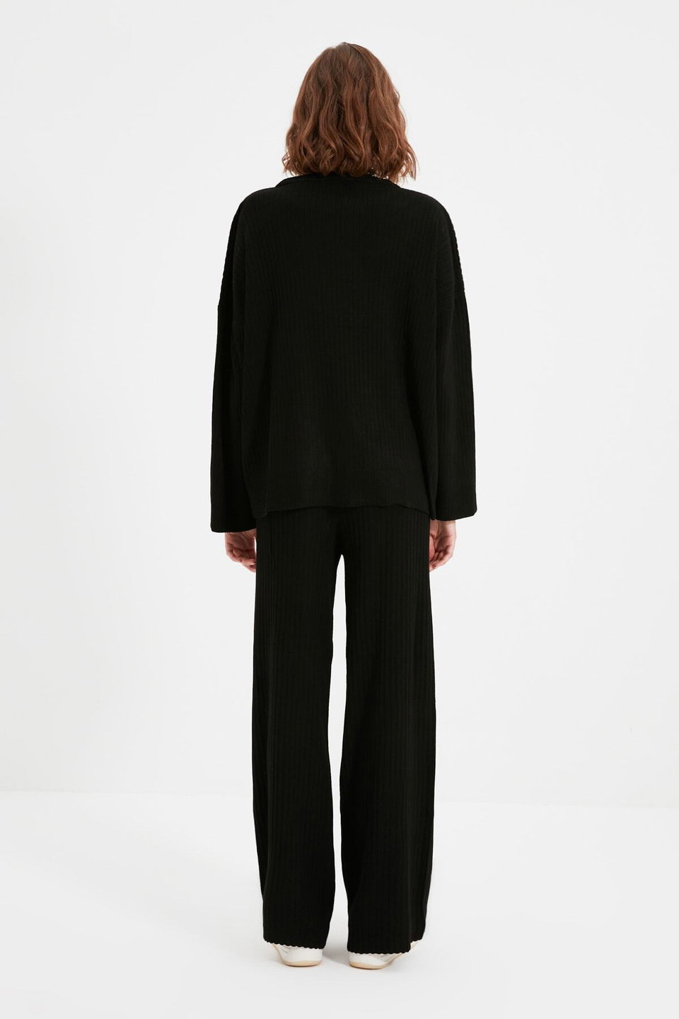 Wide Pattern Basic Ribbed Knitwear Bottom-Top Set TWOSS20AU0084