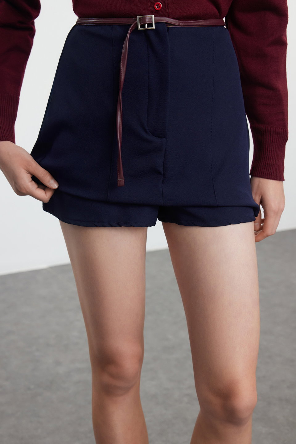 Belted Mini Woven Skirt Look Shorts TWOAW25SR00027