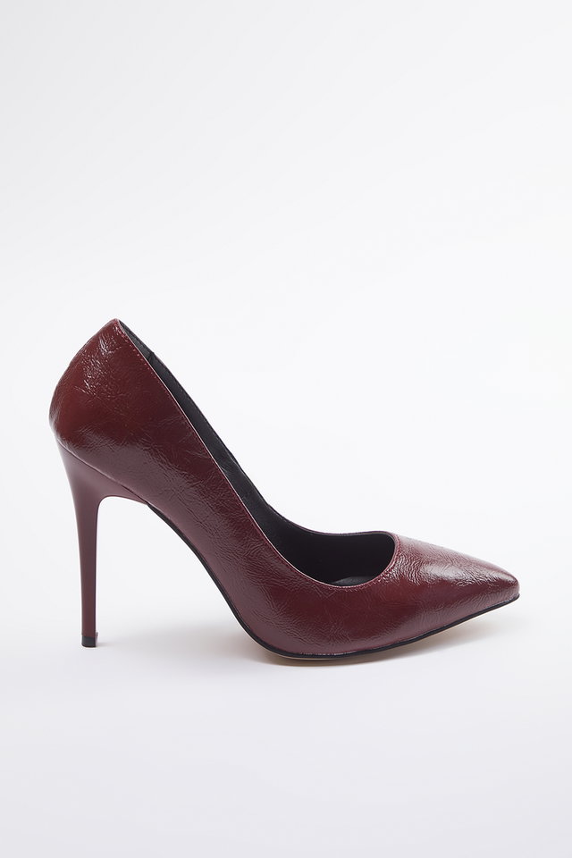 burgundy - Burgundy Pointed Toe Women's Classic Thin Heel Stiletto Shoes TAKAW25TO00024