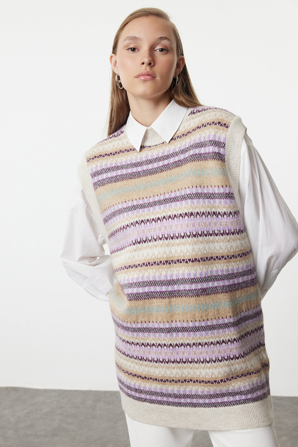 Patterned Knitwear Sweater TCTAW25UV00012