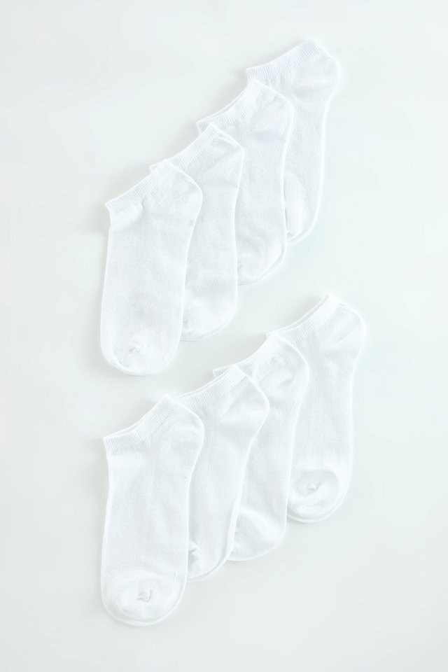 White - White Unisex 8-Pack Cotton Ankle Socks TEDAW25CO00005