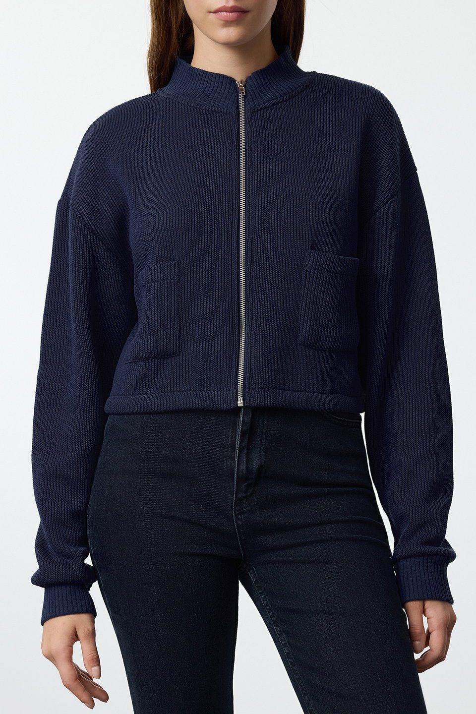 Zipper Collar Pocket Detailed Regular/Normal Fit Crop/Short Jacket TWOAW25CE00011