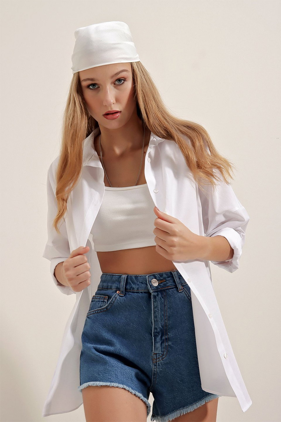 3900 Oversize Long Basic Shirt - Tile