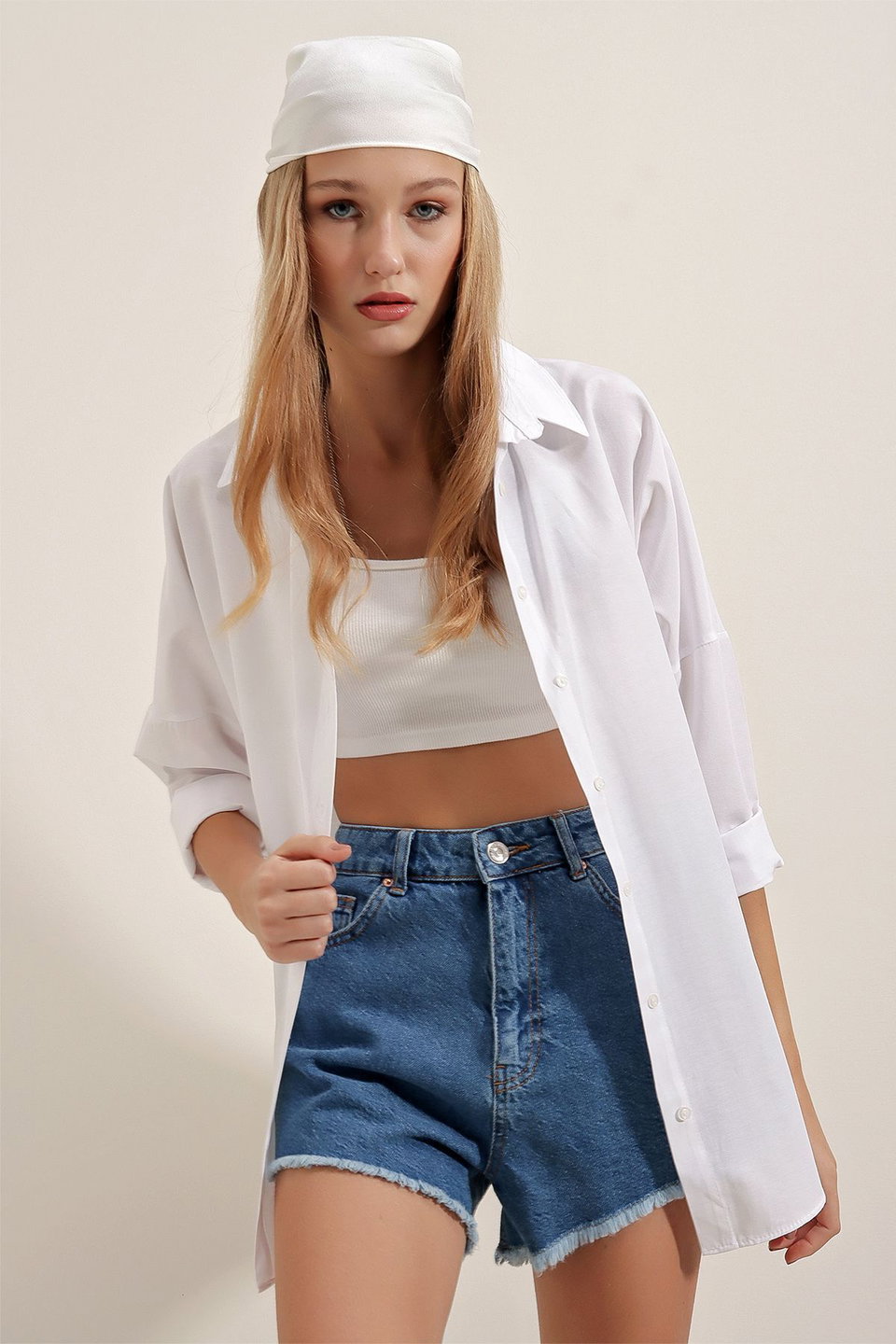 3900 Oversize Long Basic Shirt - Tile