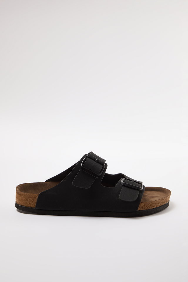Black - Black Double-Strap Men's Slippers
TAKAW25TE00003