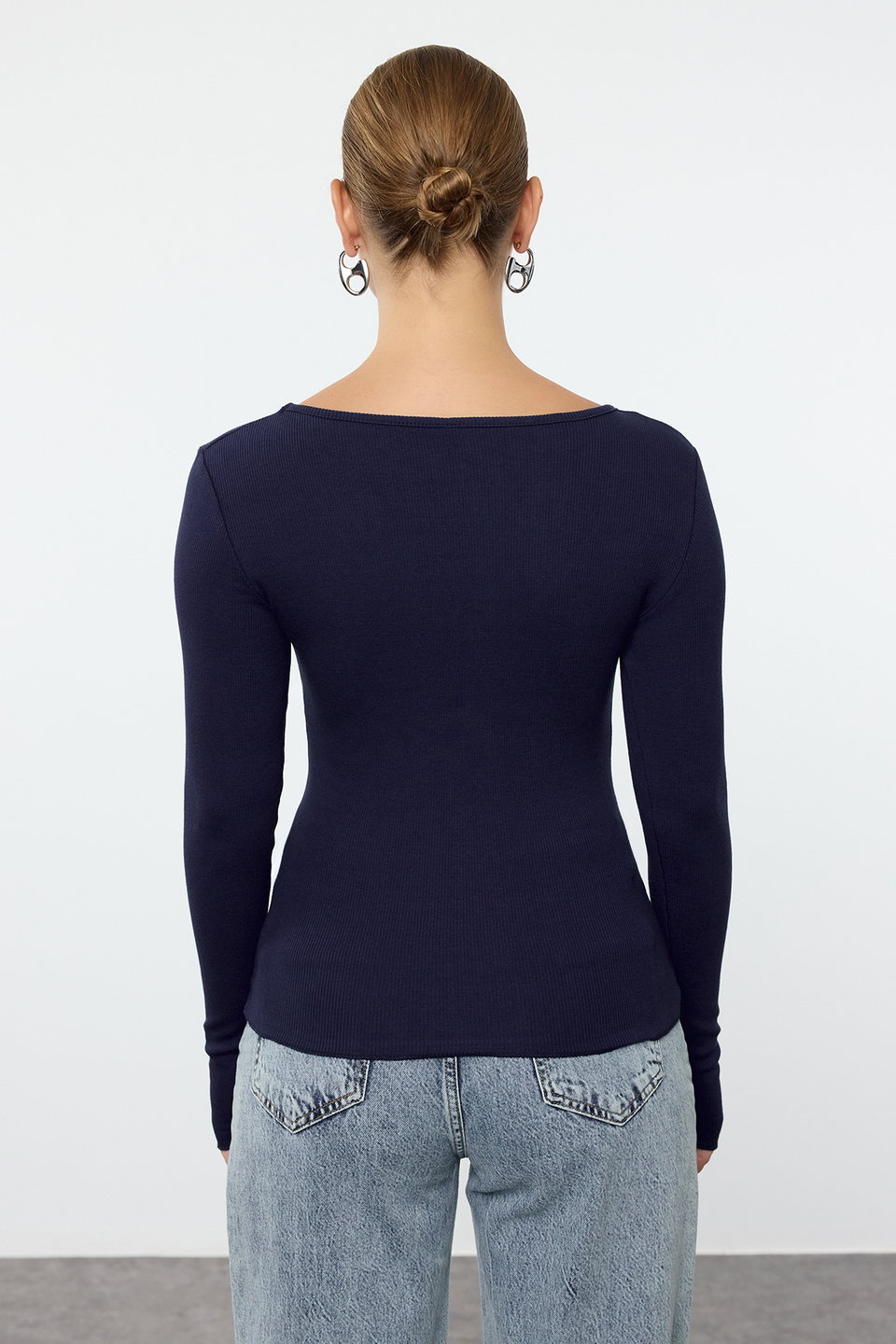 2-Pack V-Neck Fitted Cotton Stretchy Knitted Blouse TWOAW24BZ00068