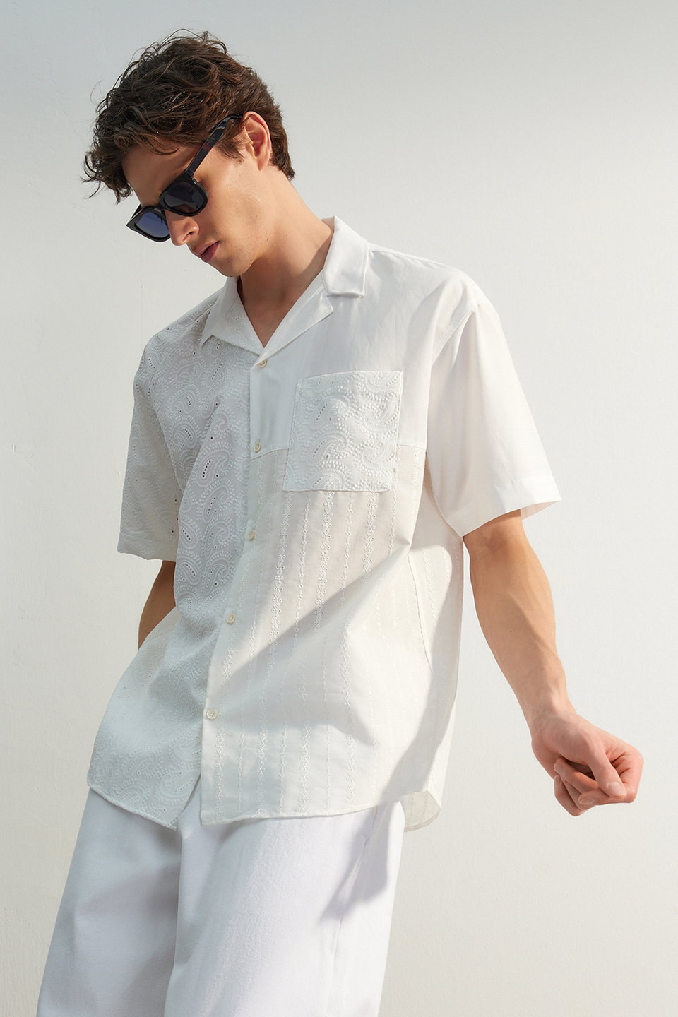 Limited Edition Oversize Embroidery Block Summer Shirt TMNSS23GO00135