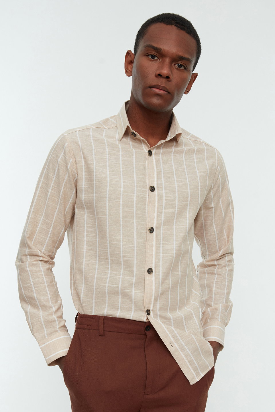 Regular Fit Shirt Collar Striped Shirt TMNSS22GO0032
