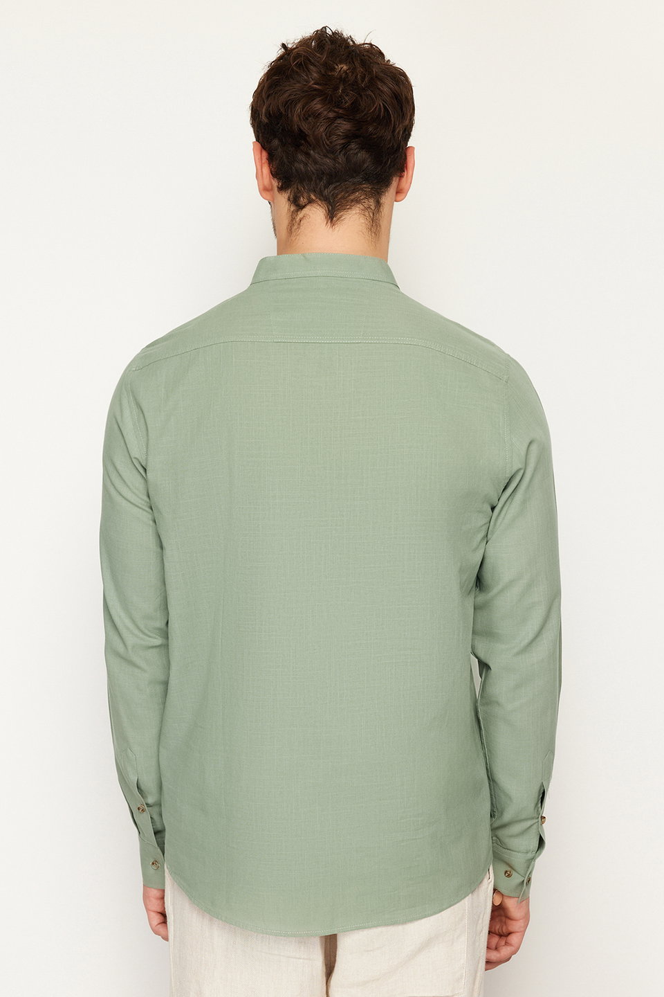 Slim Fit Half-Place Button-Up Collar New Shirt TMNSS20GO0097