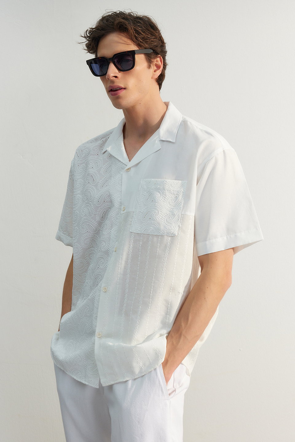 Limited Edition Oversize Embroidery Block Summer Shirt TMNSS23GO00135