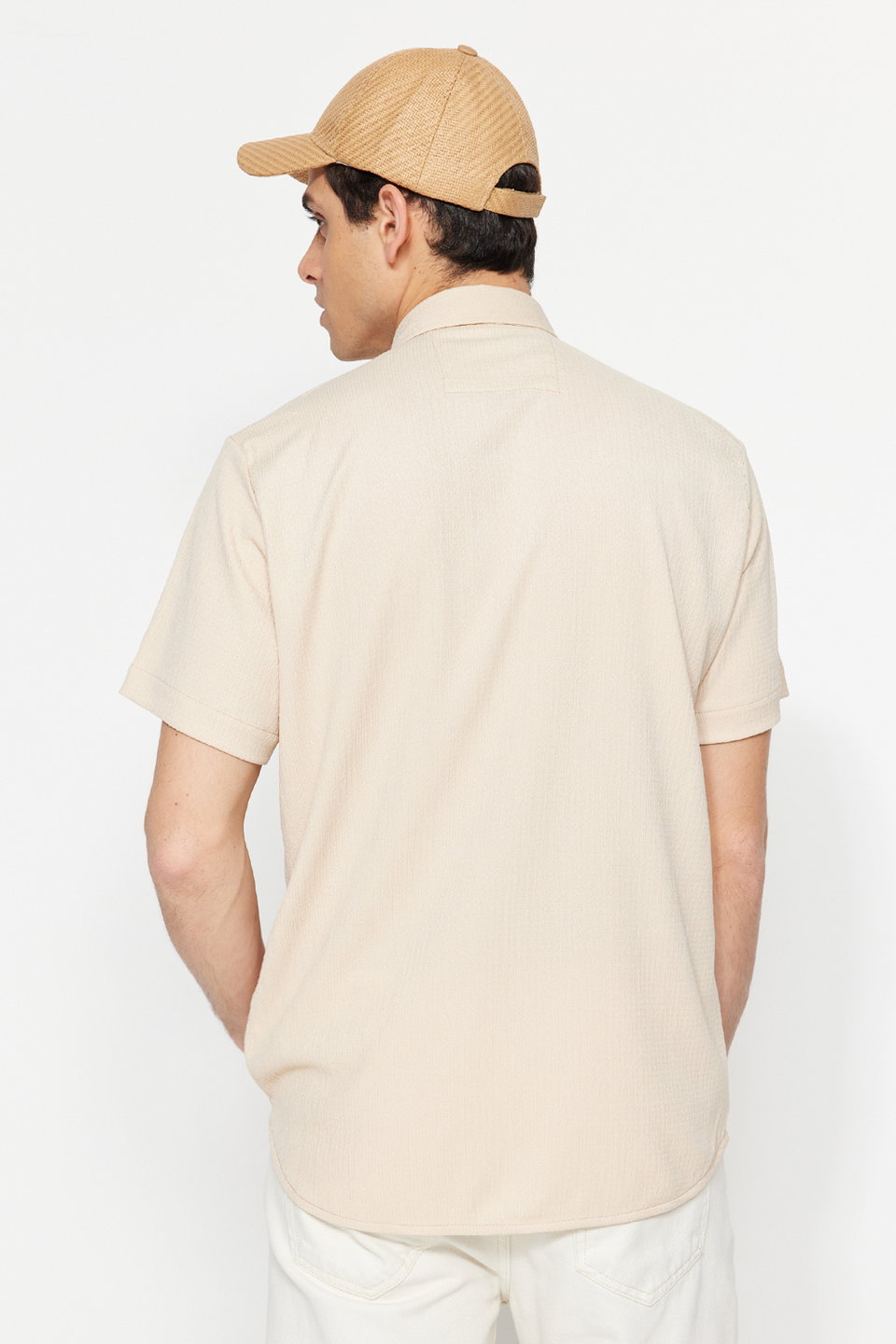 Regular Fit Short Sleeve Summer Textured Crepe Knit Shirt TMNSS23GO00055