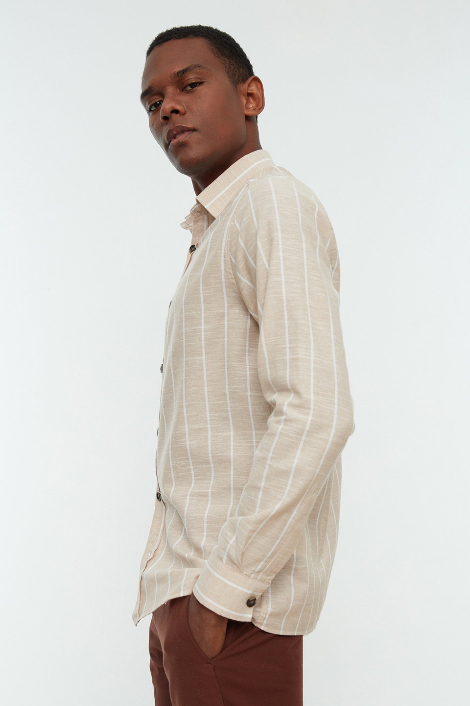Regular Fit Shirt Collar Striped Shirt TMNSS22GO0032