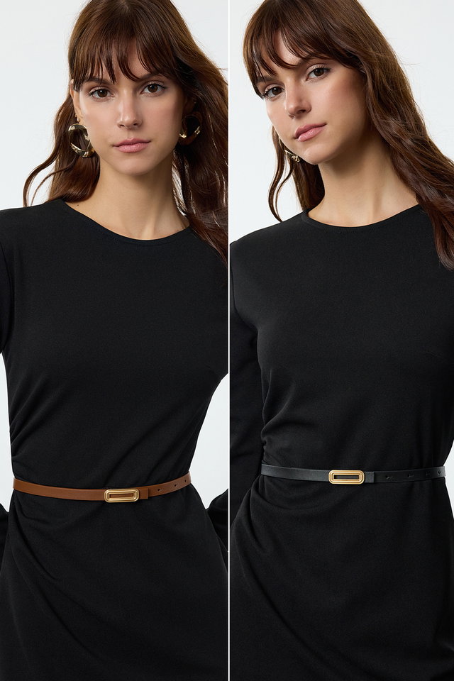 Black-Brown - Black-Brown Buckled 2-Pack Leather Look TWOAW25KE00009