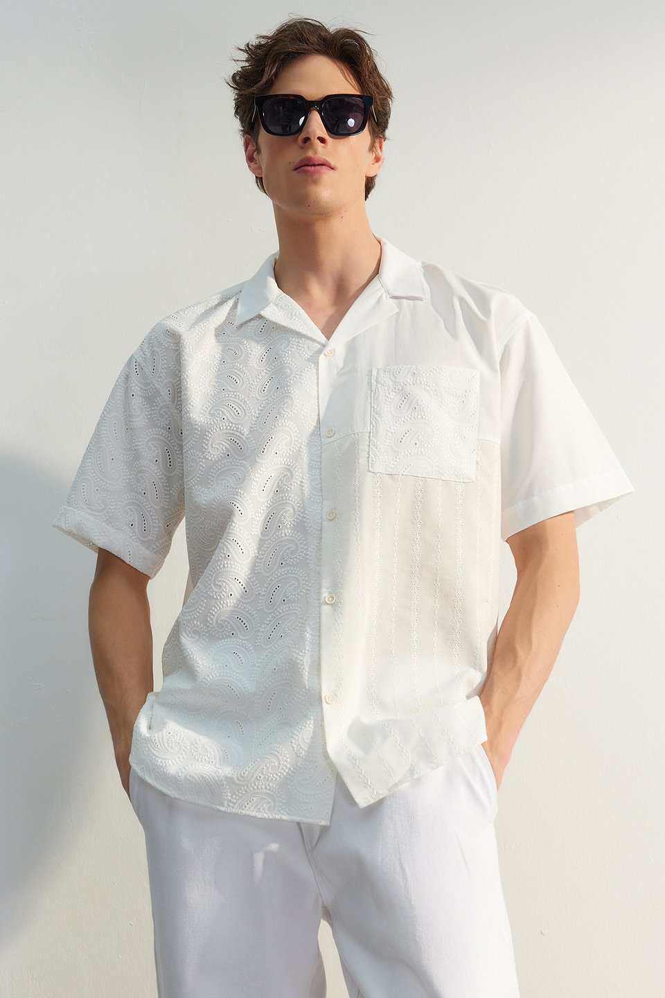 Limited Edition Oversize Embroidery Block Summer Shirt TMNSS23GO00135