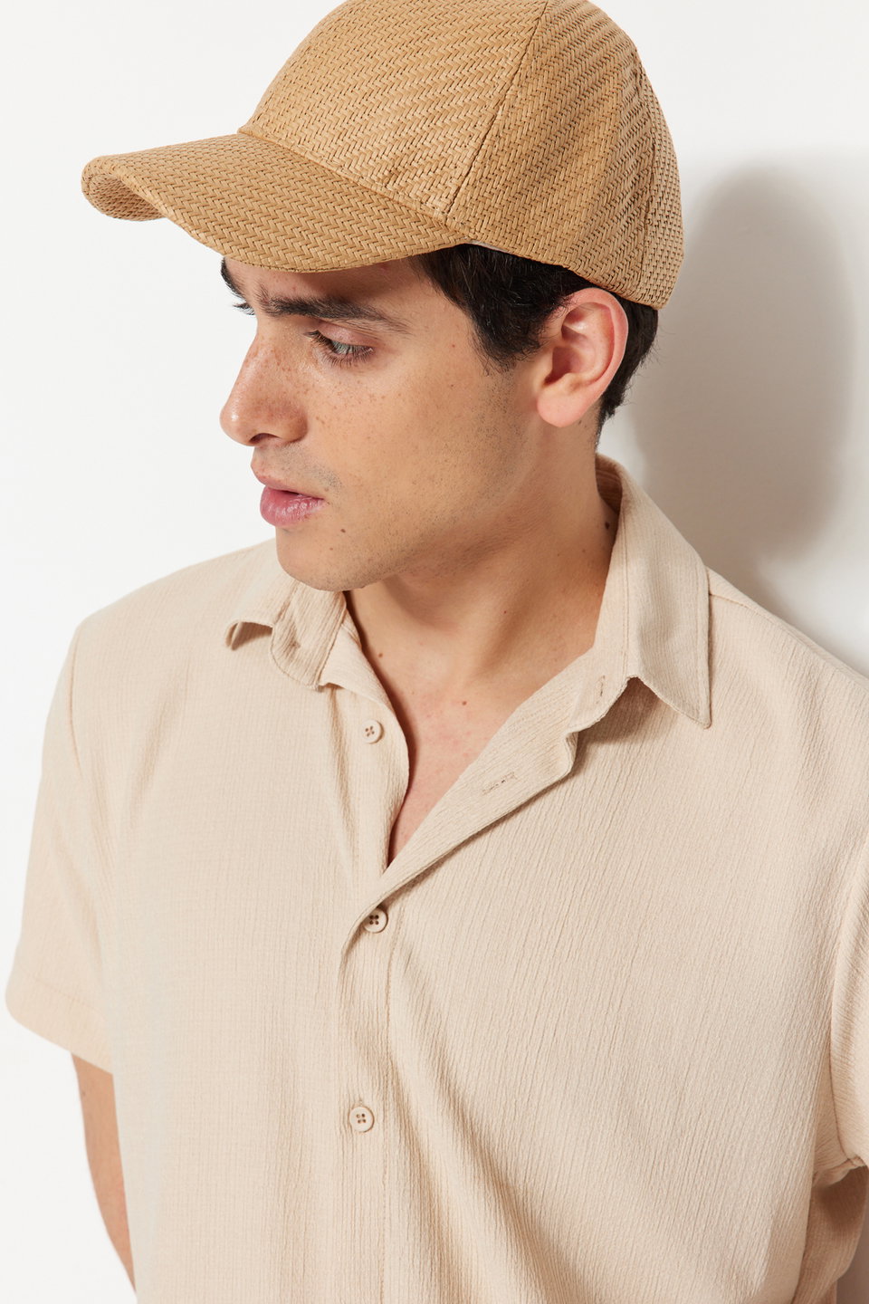 Regular Fit Short Sleeve Summer Textured Crepe Knit Shirt TMNSS23GO00055