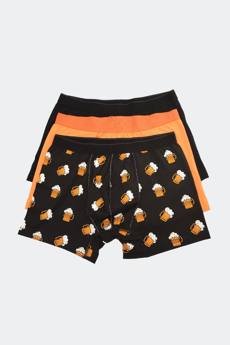 Multi-Colored Patterned-Plain 3 Pack Cotton Boxers TMNAW22BX0010