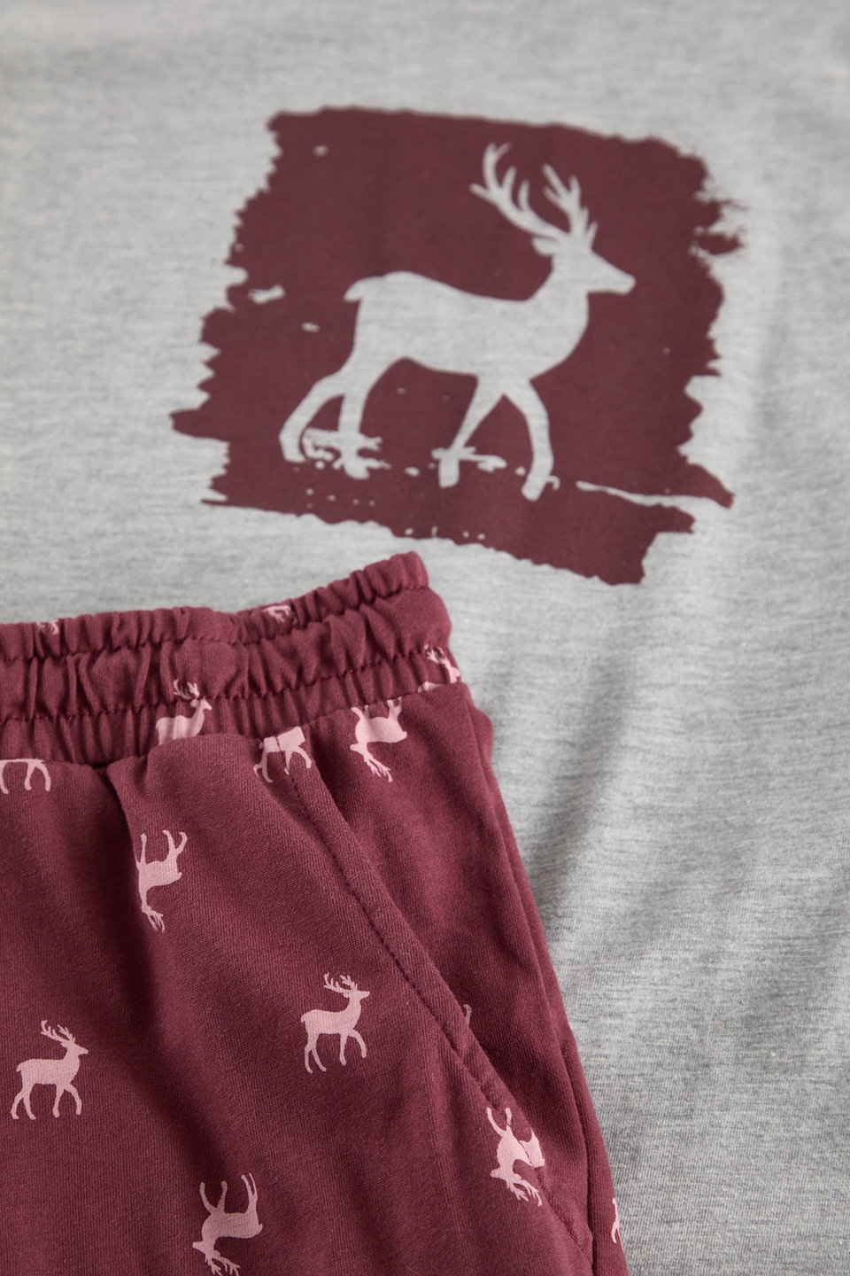Deer Printed Regular Fit Knitted Pajama Set TMNAW25PT00040