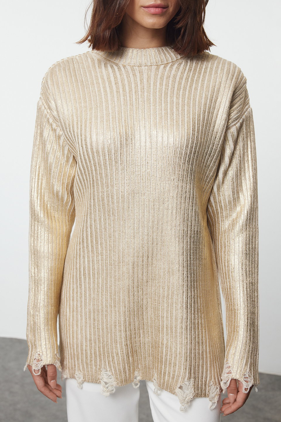 Foil Printed Knitwear Sweater TCTAW25AK00037