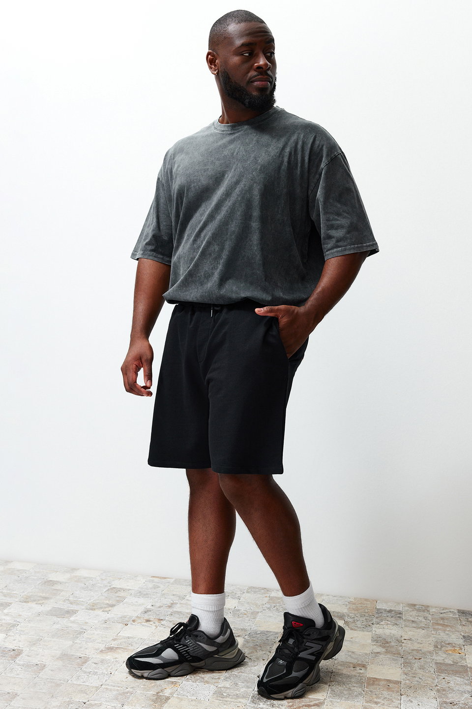Plus Size Regular Cut Comfortable 100% Cotton Basic Shorts TMNSS24AP00001