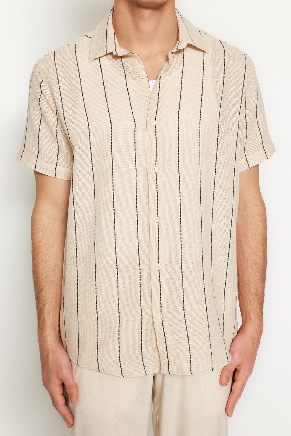 Premium Regular Fit Striped Textured Summer Shirt TMNSS23GO00063