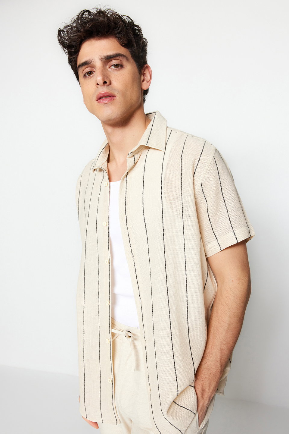 Premium Regular Fit Striped Textured Summer Shirt TMNSS23GO00063