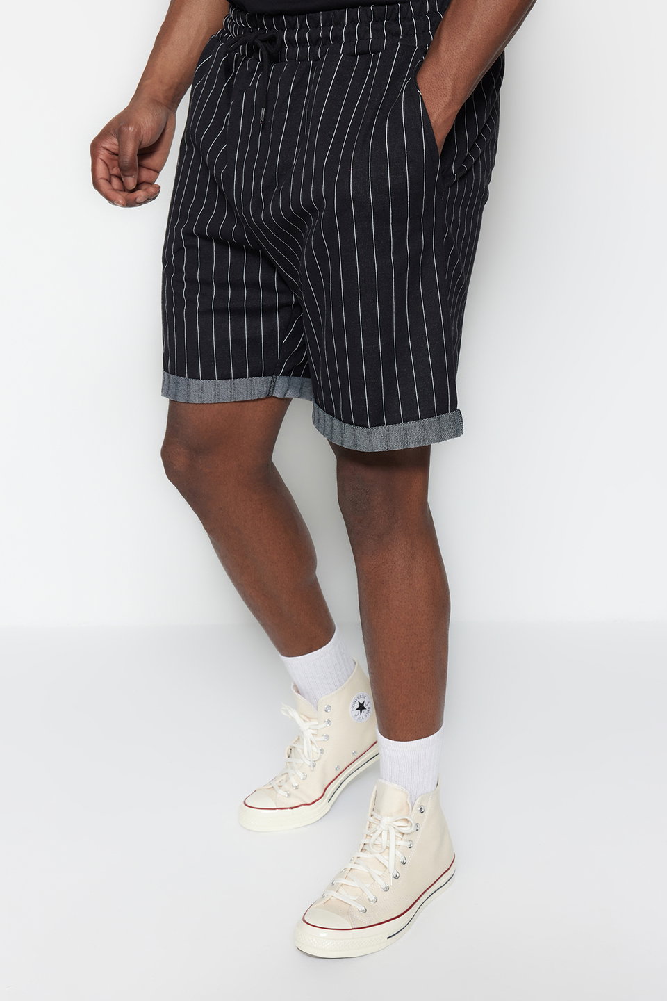 Plus Size Regular Comfort Striped 100% Cotton Shorts TMNSS23SR00045
