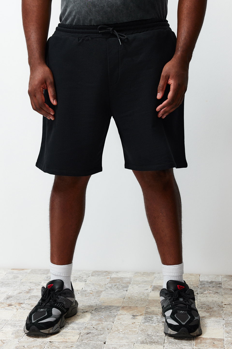 Plus Size Regular Cut Comfortable 100% Cotton Basic Shorts TMNSS24AP00001