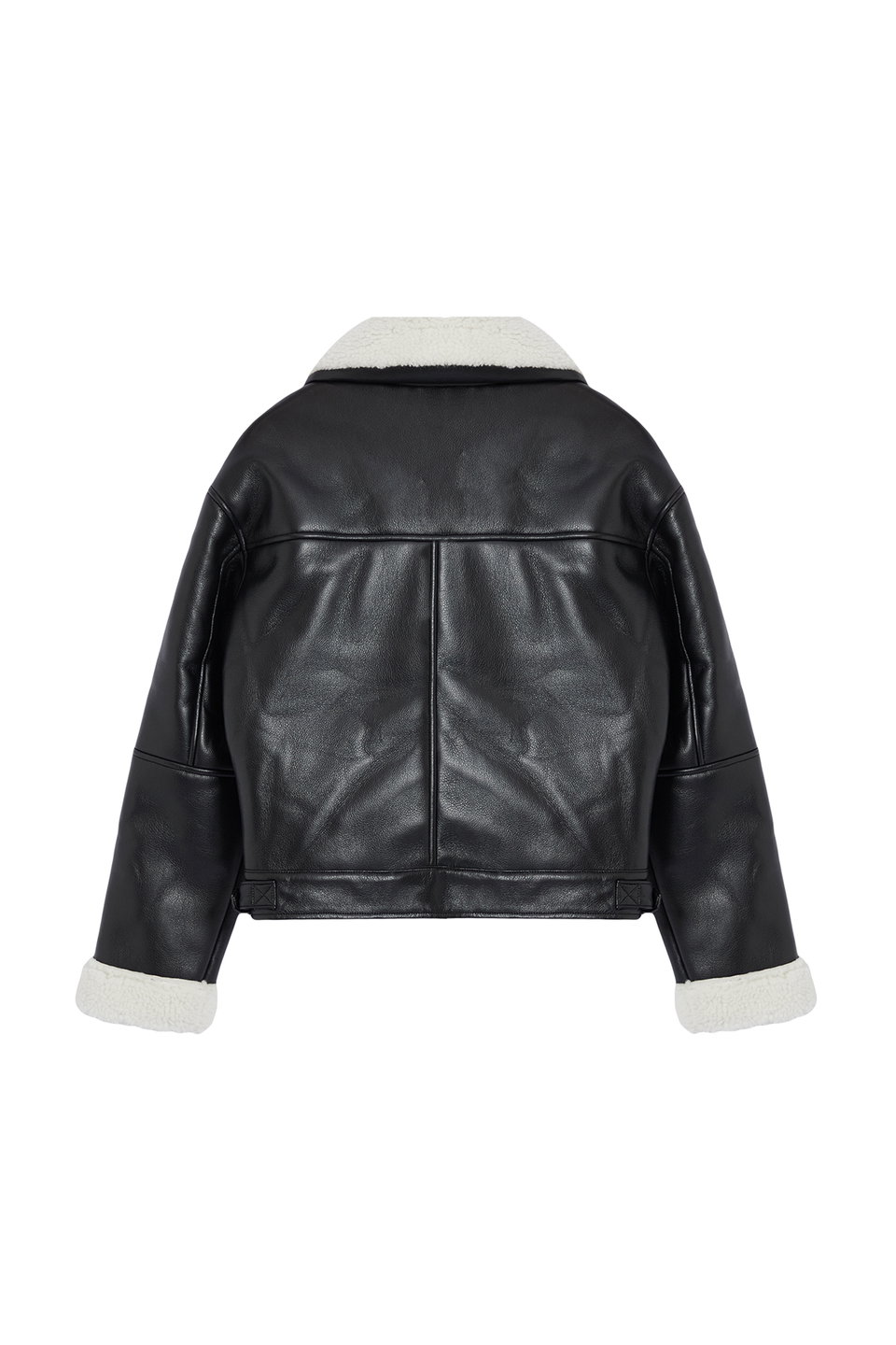 Oversize Plush Detailed Faux Leather Biker Jacket Coat TWOAW25MO00001