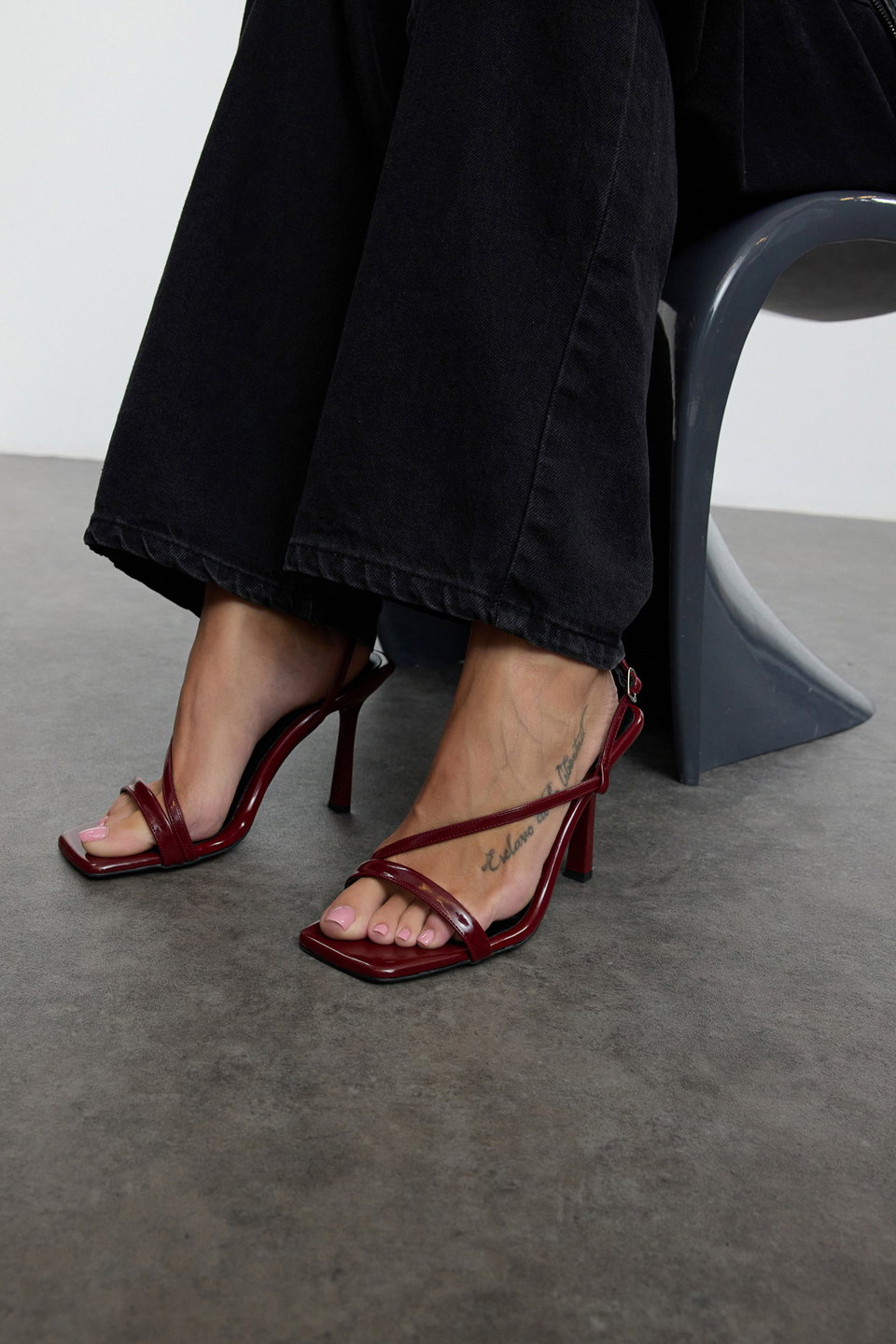 Patent Leather Strap Women's Heeled Sandals TAKSS24TO00002