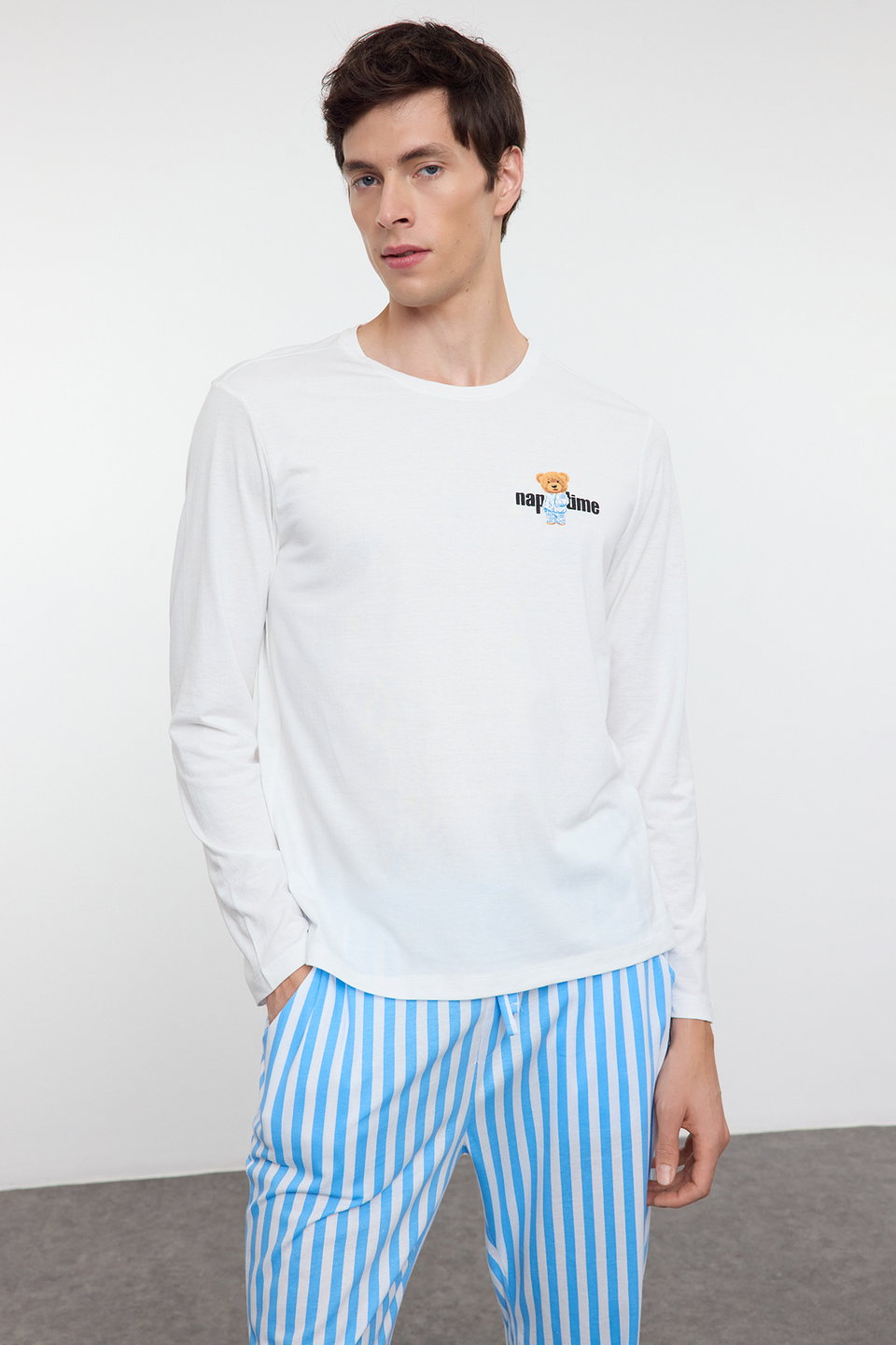 Regular Striped Couple/Double Knitted Pajama Set TMNAW25PT00049