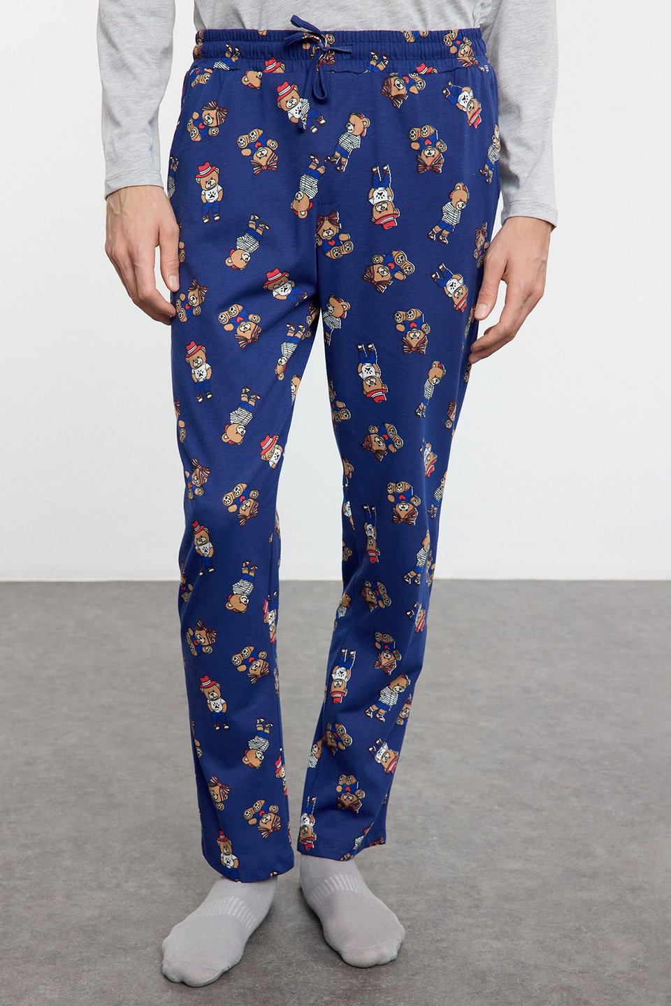 Grimelanj - Teddy Bear Patterned Couple/Double Knitted Men's Pajama Set TMNAW25PT00044