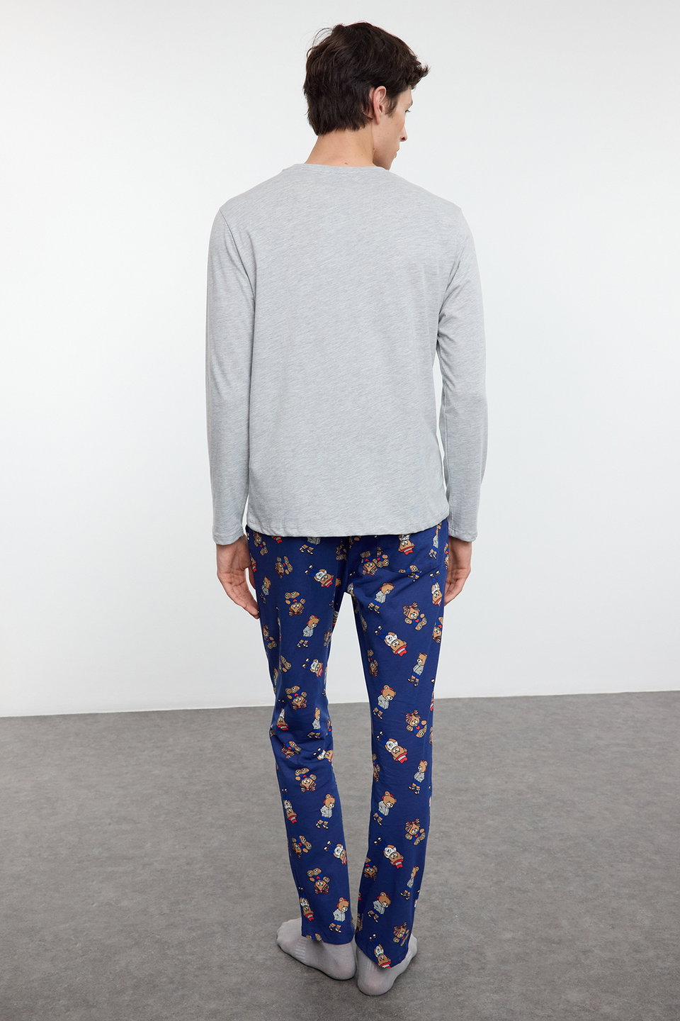 Grimelanj - Teddy Bear Patterned Couple/Double Knitted Men's Pajama Set TMNAW25PT00044