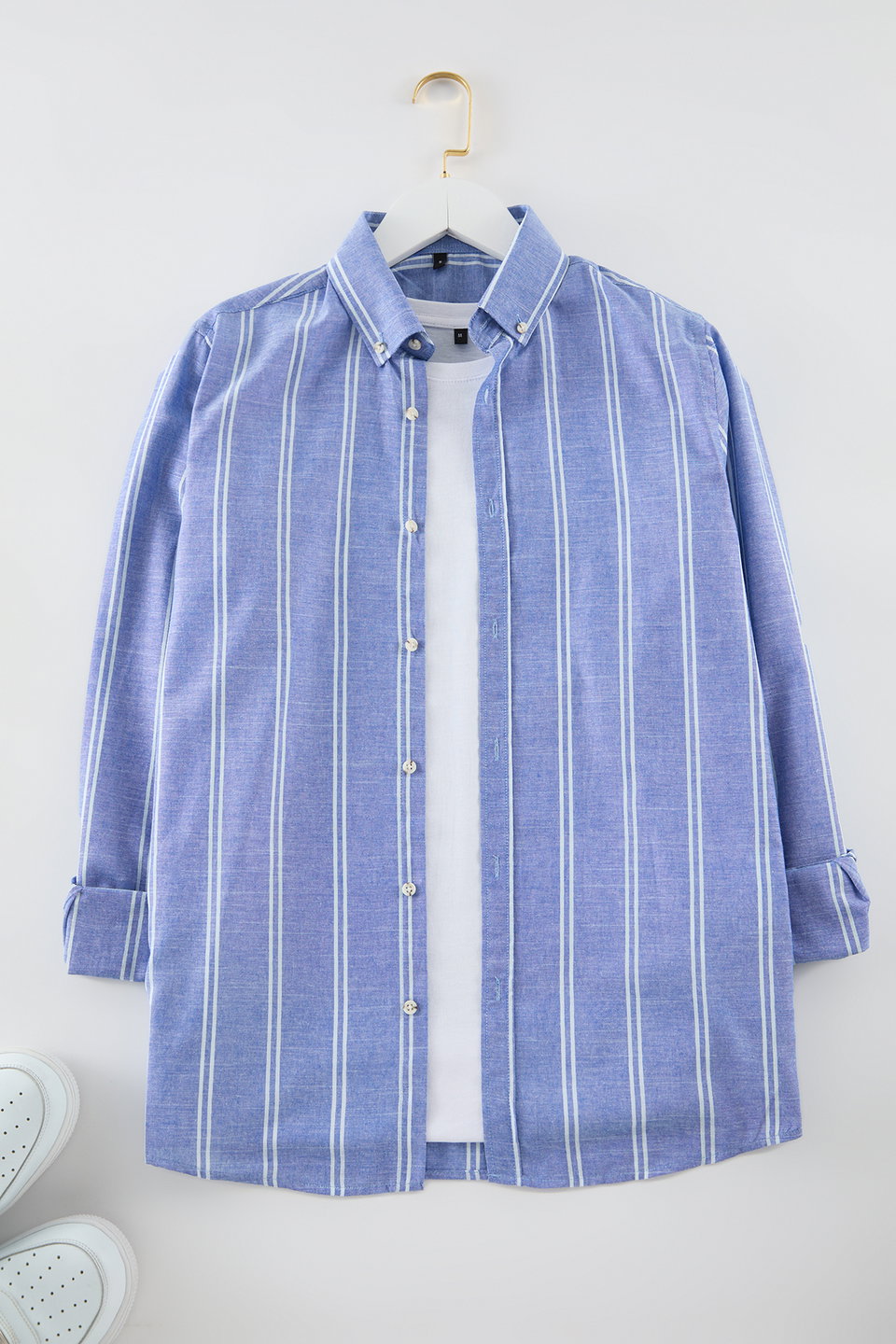 Slim Fit Button Collar Slim Striped Shirt TMNSS20GO0092