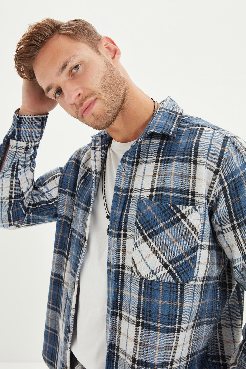 Slim Fit Winter Checkered Plaid Lumberjack Shirt TMNAW22GO0090