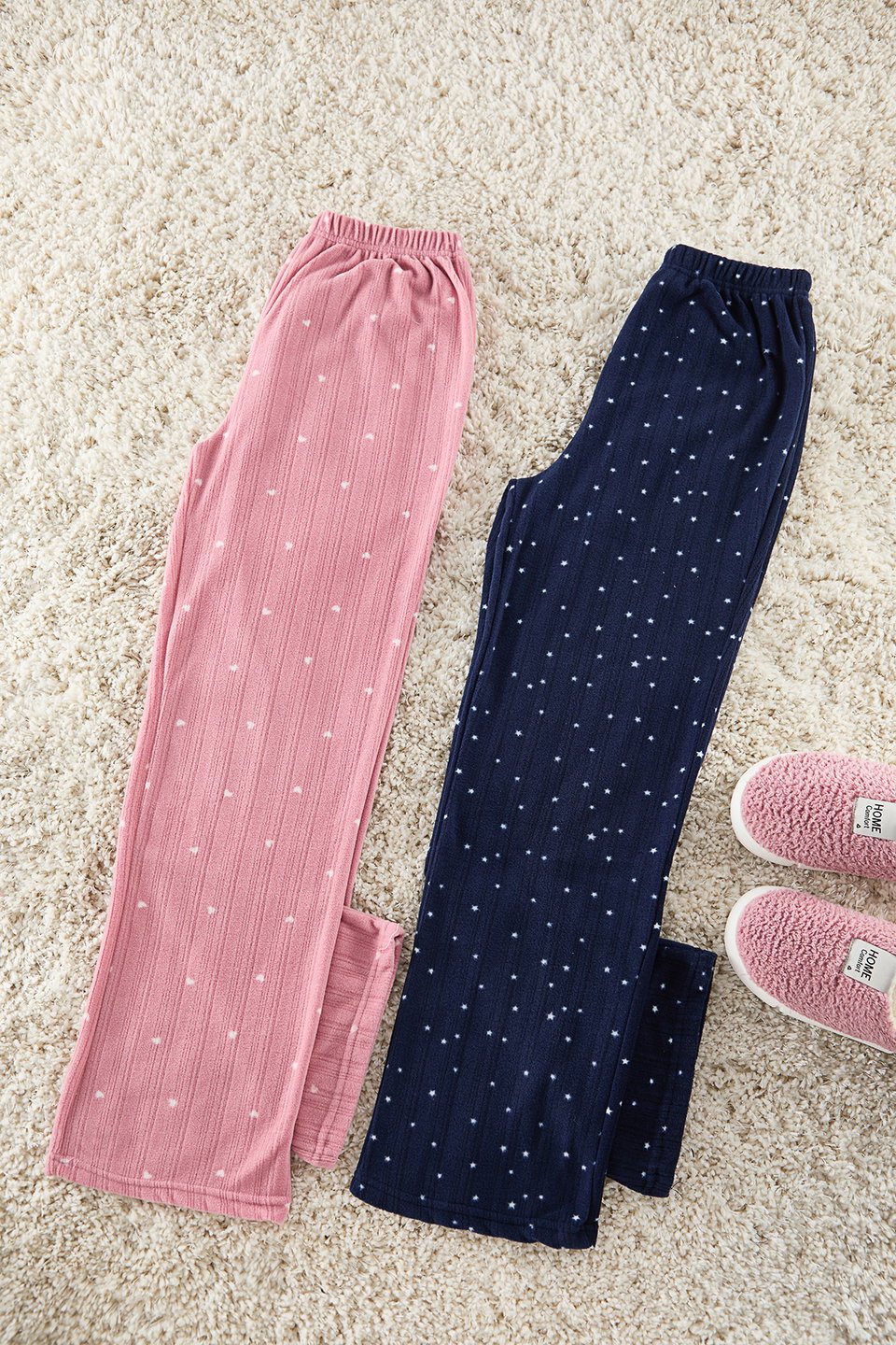 2-Pack Star and Heart Polar Fleece Winter Knitted Pajama Bottoms THMAW25PJ00004