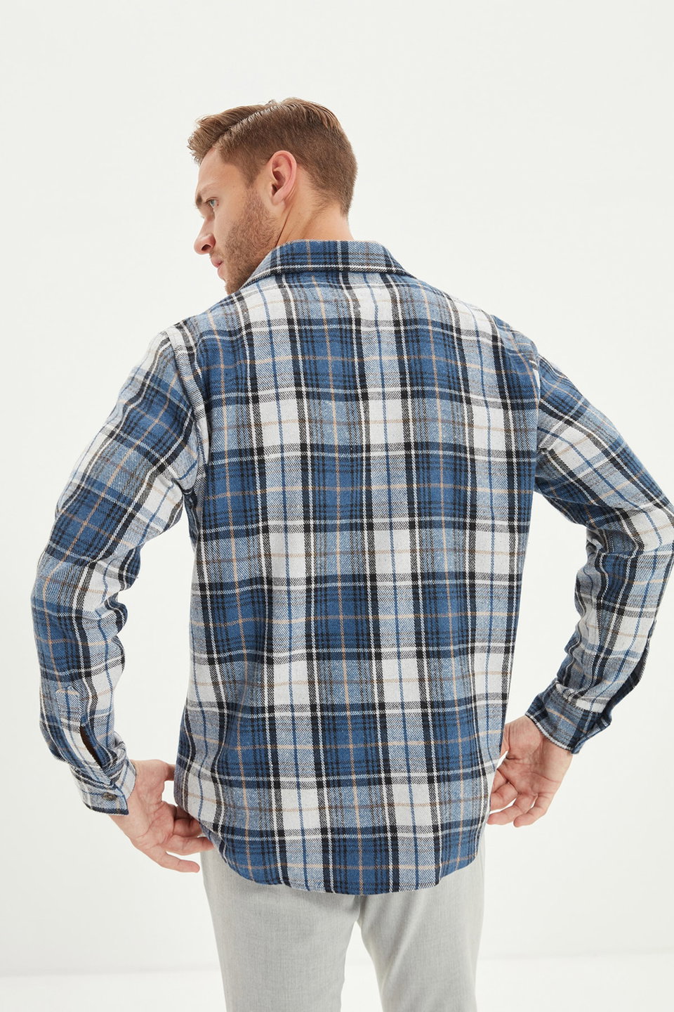 Slim Fit Winter Checkered Plaid Lumberjack Shirt TMNAW22GO0090