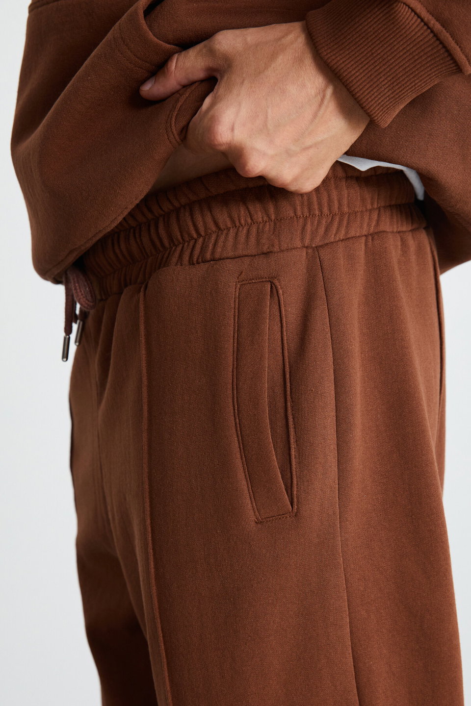 WALFRED Men's 100% Organic Cotton 3 Thread Non-raised Front Ribbed Sweatpants