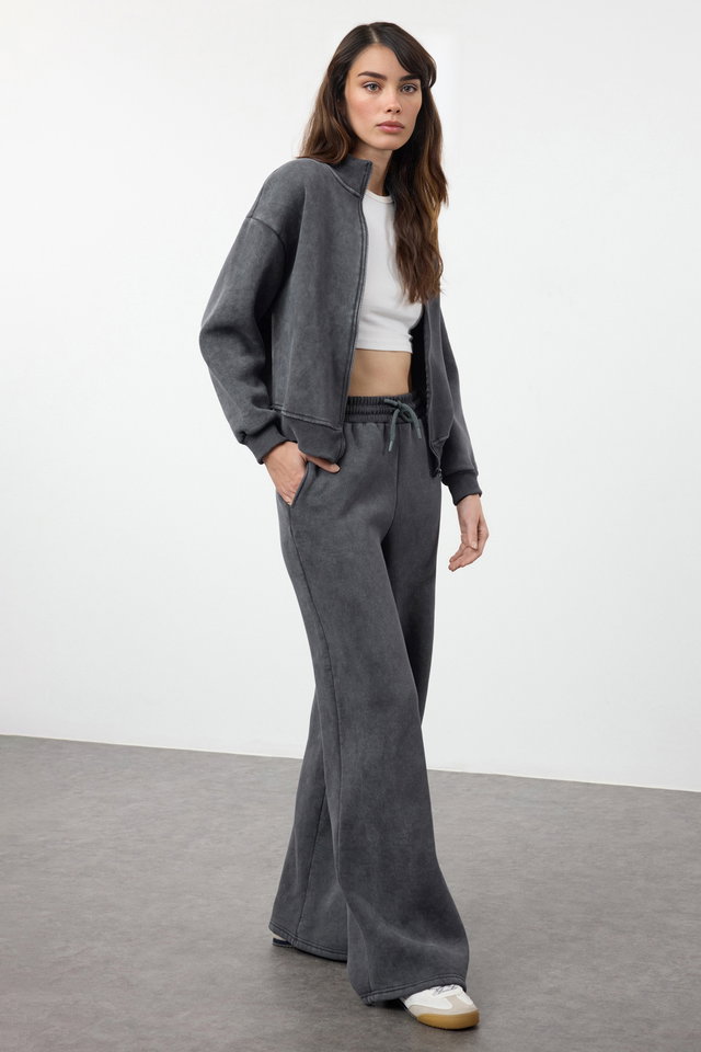 Anthracite - Anthracite Knitted Tracksuit TWOAW25EM00010