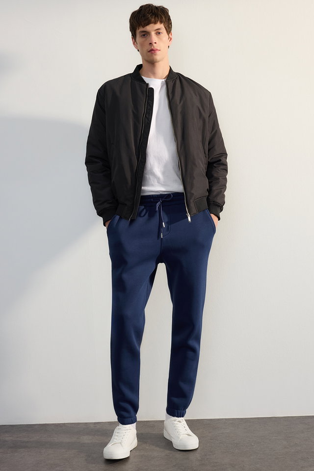 indigo - Grey Unisex Regular/Normal Cut Leg Elasticated Polar Fleece/Warm Sweatpants TMNAW22EA0346
