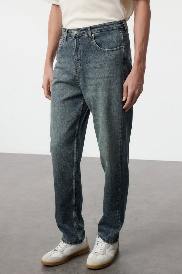 Navy blue - Anthracite Smoke Baggy/ 90's Straight Fit Jeans Loose Denim Trousers TMNSS24JE00012